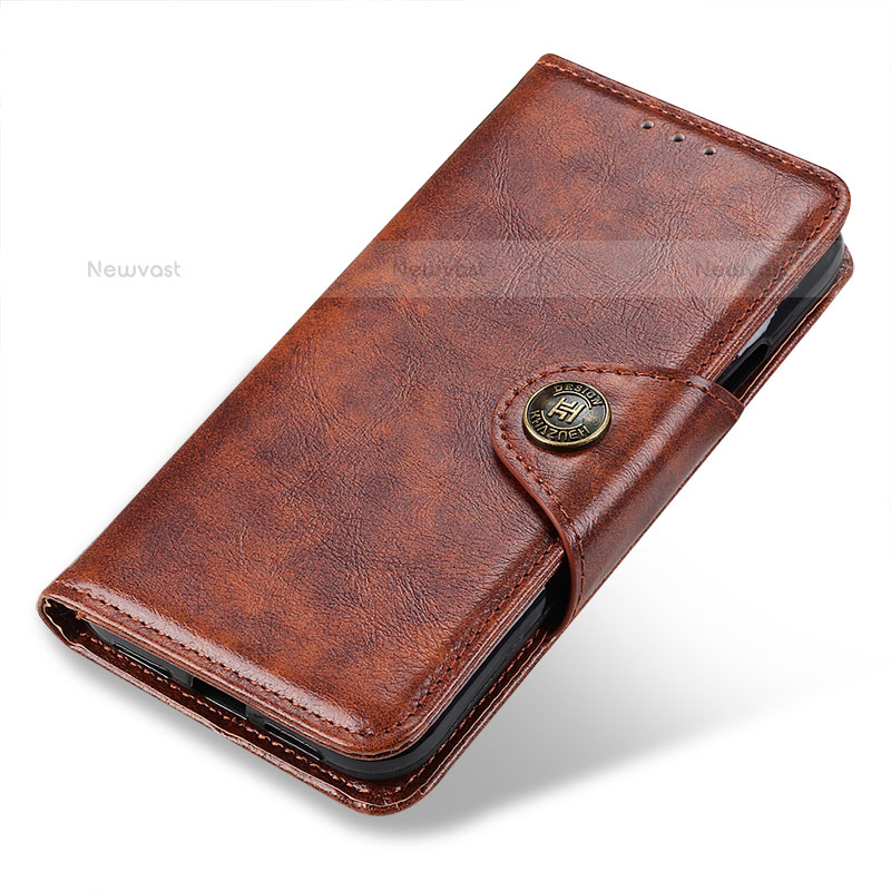 Leather Case Stands Flip Cover Holder M26L for Samsung Galaxy S22 5G Brown