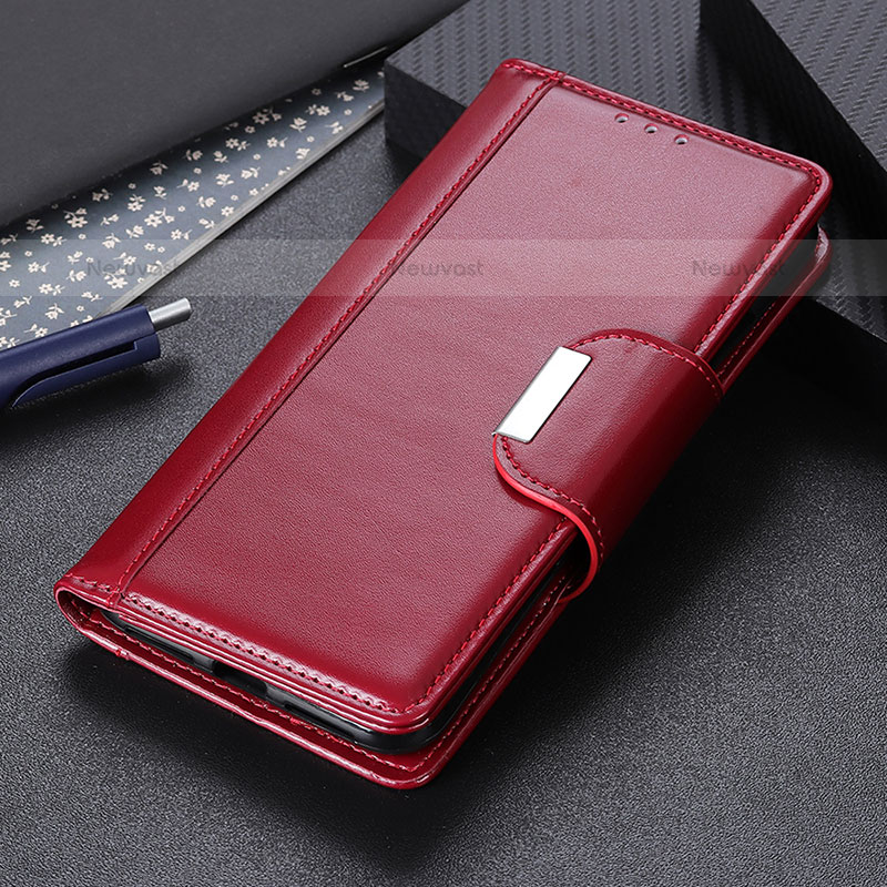 Leather Case Stands Flip Cover Holder M27L for Samsung Galaxy S21 5G Red