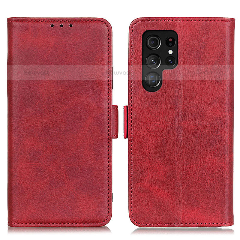 Leather Case Stands Flip Cover Holder M29L for Samsung Galaxy S23 Ultra 5G Red