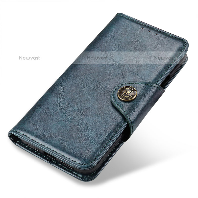 Leather Case Stands Flip Cover Holder ML12 for Samsung Galaxy M33 5G Blue