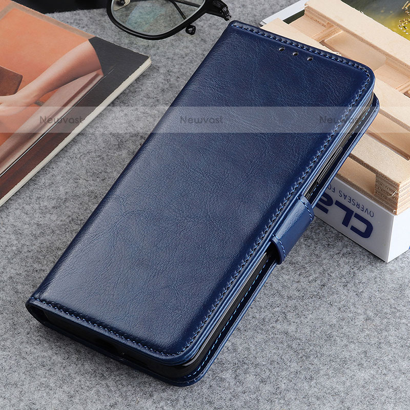 Leather Case Stands Flip Cover Holder ML7 for Samsung Galaxy M33 5G Blue