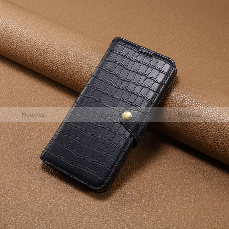 Leather Case Stands Flip Cover Holder MT4 for Apple iPhone 15 Pro Max Black