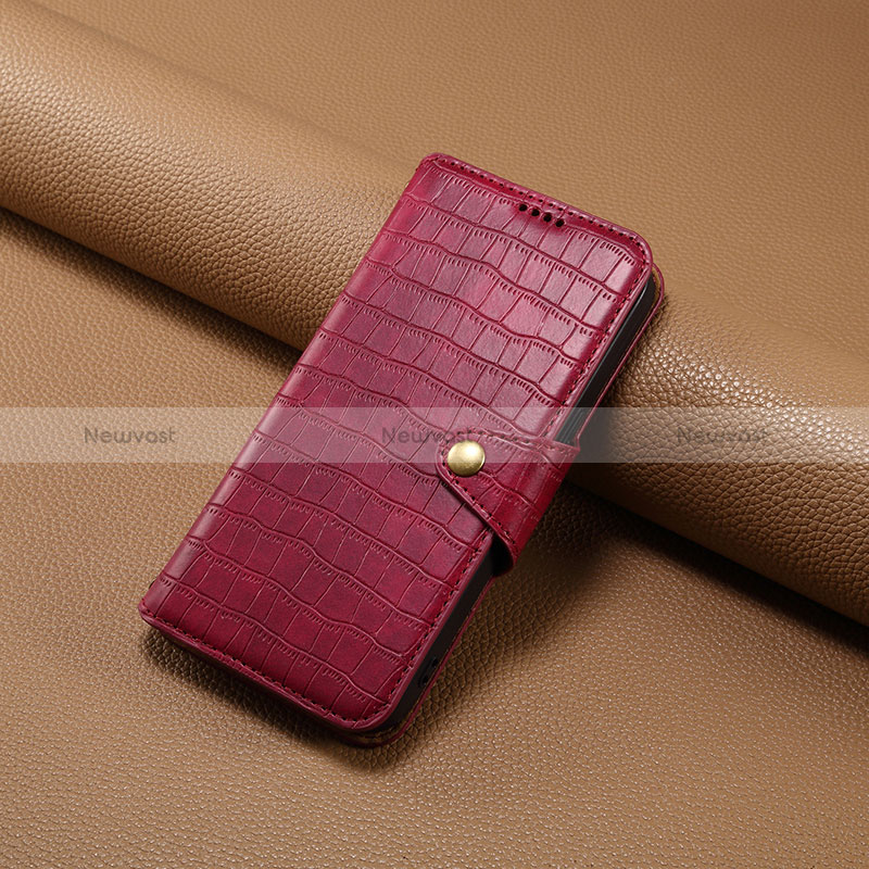 Leather Case Stands Flip Cover Holder MT4 for Apple iPhone 15 Pro Max Red