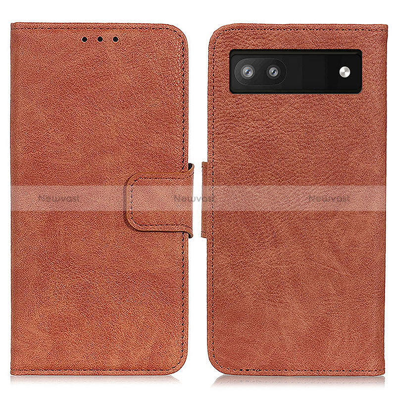 Leather Case Stands Flip Cover Holder N01P for Google Pixel 7a 5G Brown