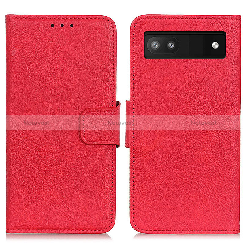 Leather Case Stands Flip Cover Holder N01P for Google Pixel 7a 5G Red