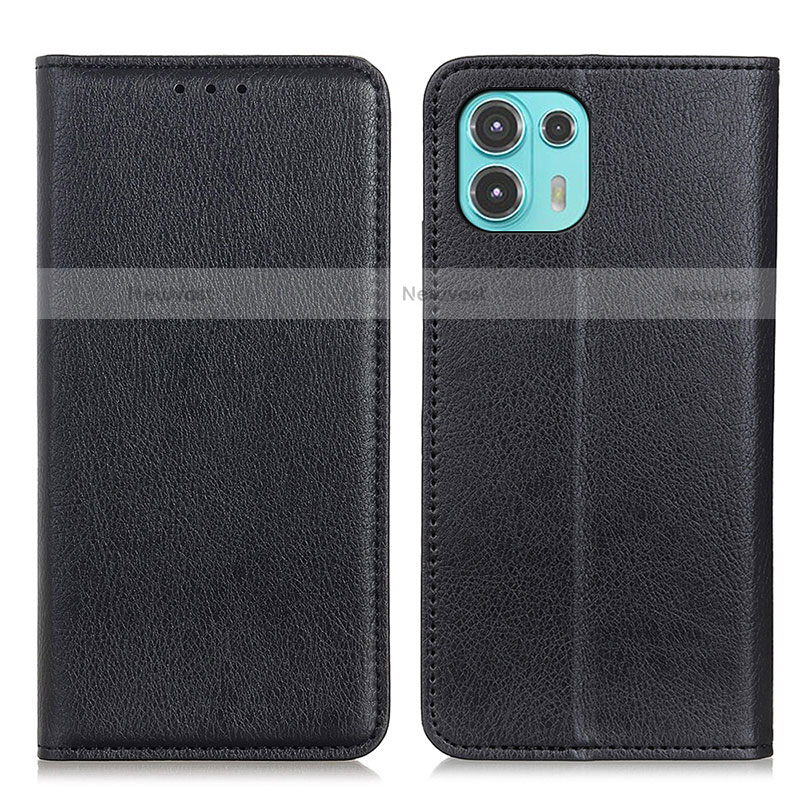 Leather Case Stands Flip Cover Holder N01P for Motorola Moto Edge 20 Lite 5G Black