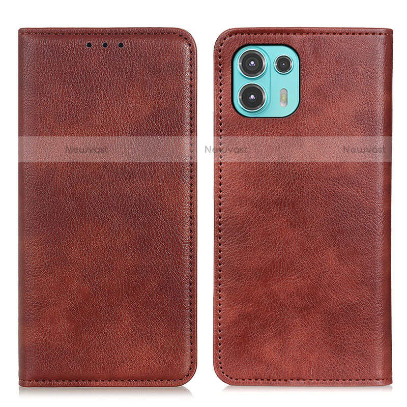 Leather Case Stands Flip Cover Holder N01P for Motorola Moto Edge 20 Lite 5G Brown