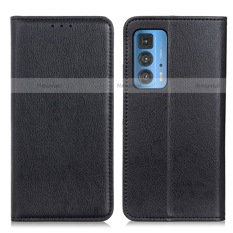 Leather Case Stands Flip Cover Holder N01P for Motorola Moto Edge 20 Pro 5G Black