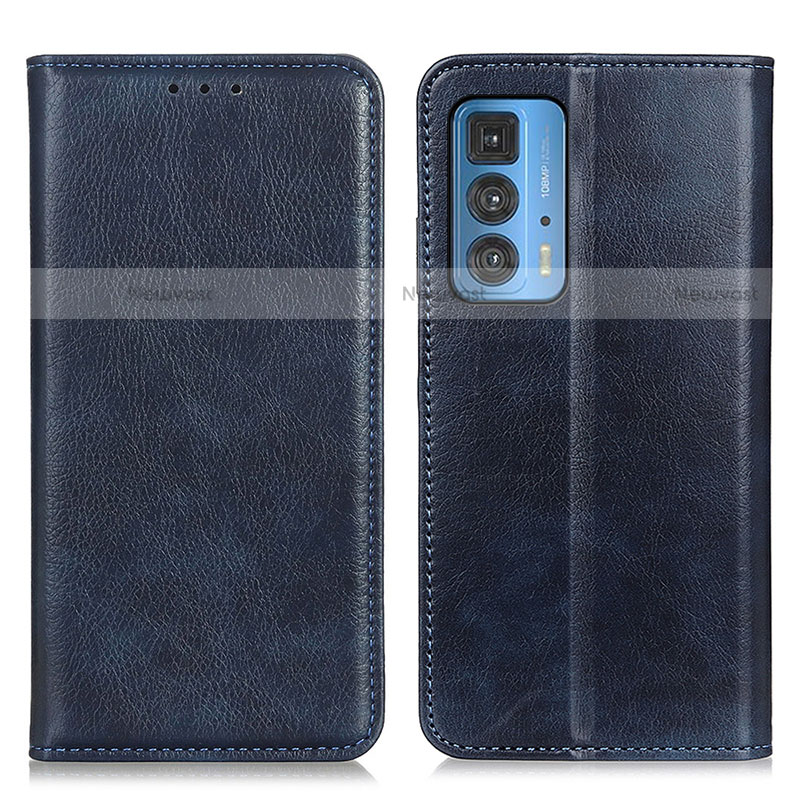 Leather Case Stands Flip Cover Holder N01P for Motorola Moto Edge 20 Pro 5G Blue