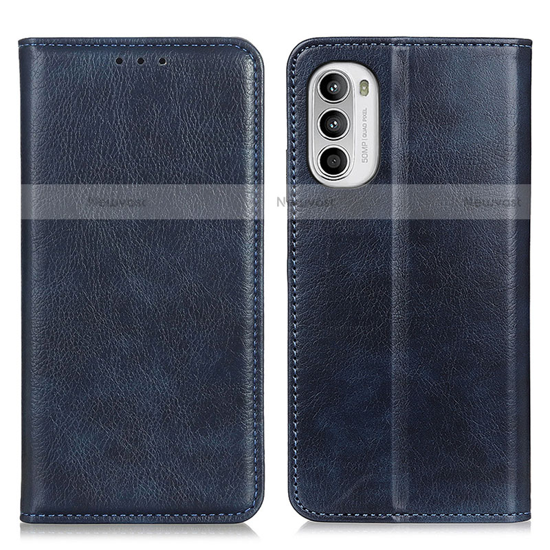 Leather Case Stands Flip Cover Holder N01P for Motorola Moto Edge (2022) 5G Blue