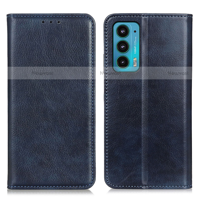 Leather Case Stands Flip Cover Holder N01P for Motorola Moto Edge Lite 5G Blue