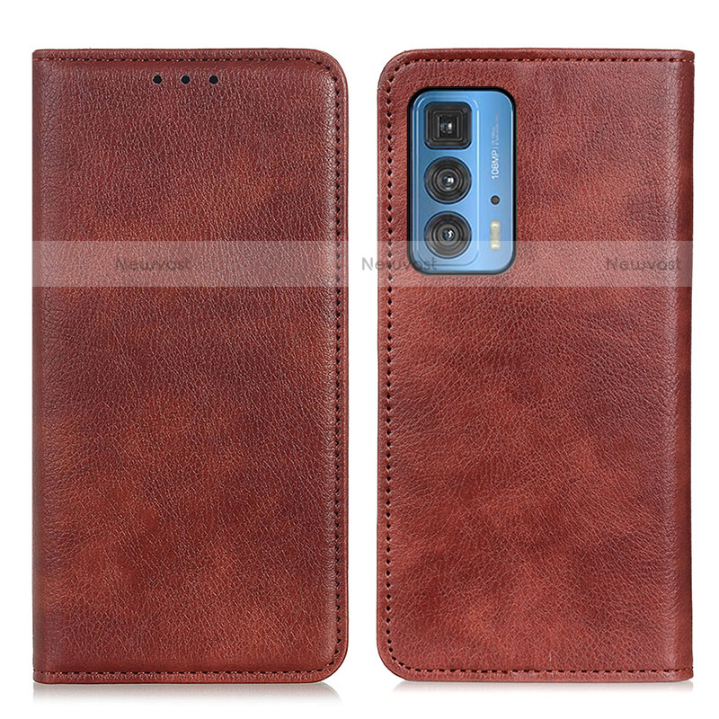 Leather Case Stands Flip Cover Holder N01P for Motorola Moto Edge S Pro 5G Brown