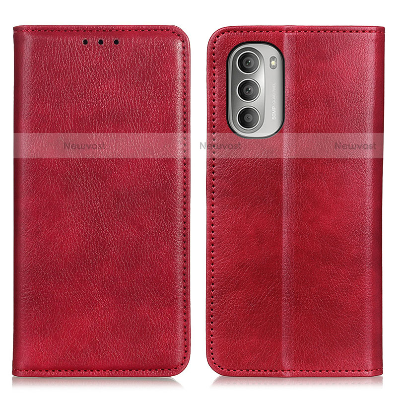 Leather Case Stands Flip Cover Holder N01P for Motorola Moto G Stylus (2022) 4G Red