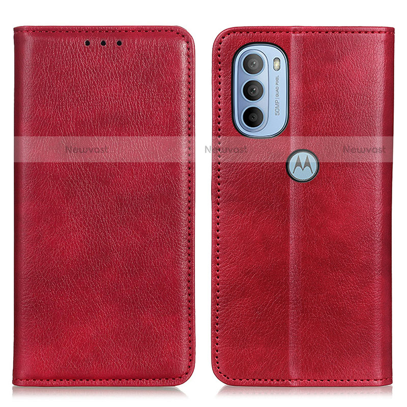 Leather Case Stands Flip Cover Holder N01P for Motorola Moto G31 Red