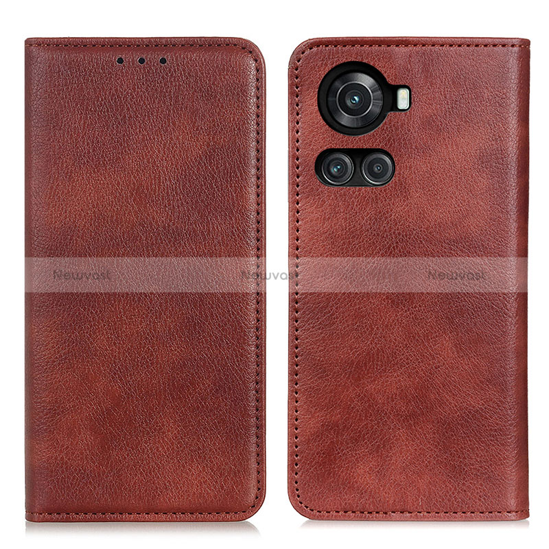 Leather Case Stands Flip Cover Holder N01P for OnePlus 10R 5G Brown