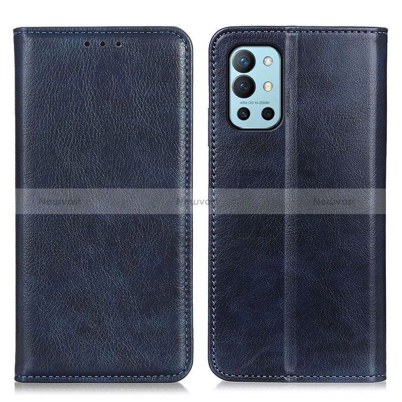 Leather Case Stands Flip Cover Holder N01P for OnePlus 9R 5G Blue