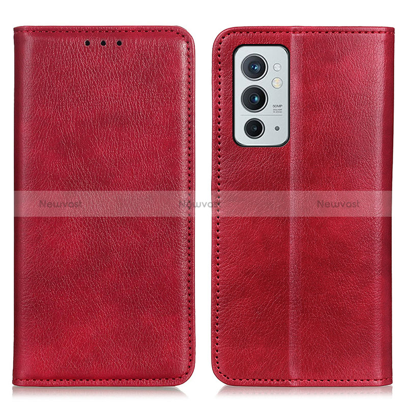 Leather Case Stands Flip Cover Holder N01P for OnePlus 9RT 5G Red