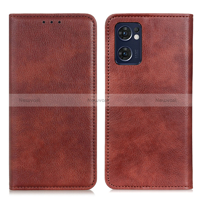 Leather Case Stands Flip Cover Holder N01P for OnePlus Nord CE 2 5G Brown