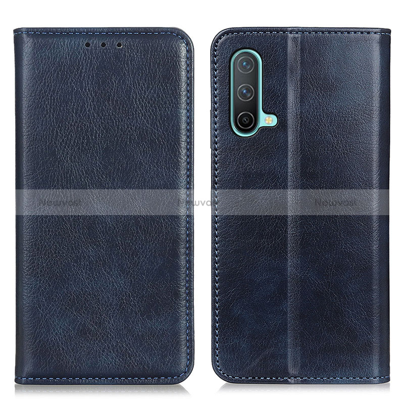 Leather Case Stands Flip Cover Holder N01P for OnePlus Nord CE 5G Blue