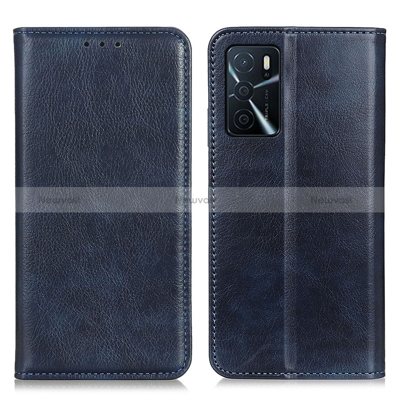 Leather Case Stands Flip Cover Holder N01P for Oppo A16s Blue