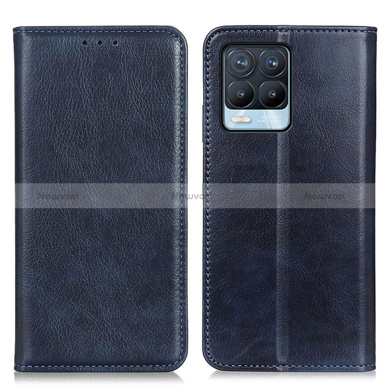 Leather Case Stands Flip Cover Holder N01P for Realme 8 4G Blue