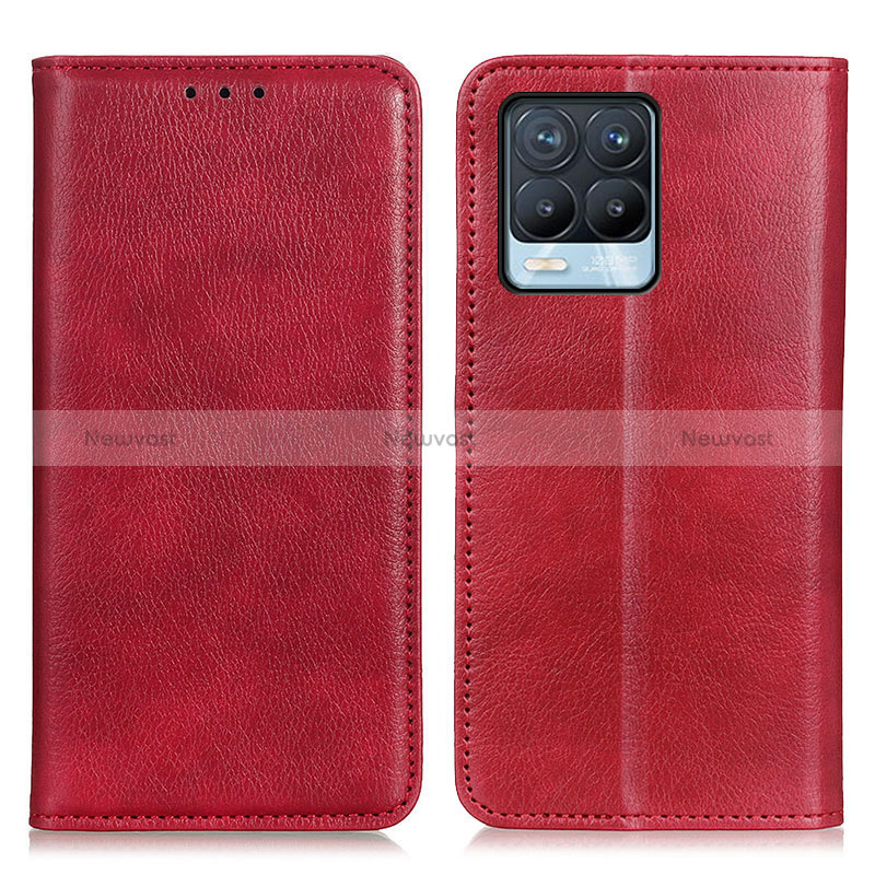 Leather Case Stands Flip Cover Holder N01P for Realme 8 4G Red