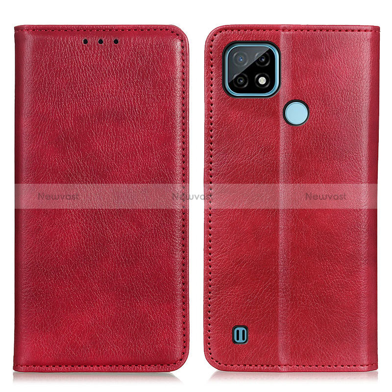 Leather Case Stands Flip Cover Holder N01P for Realme C21 Red