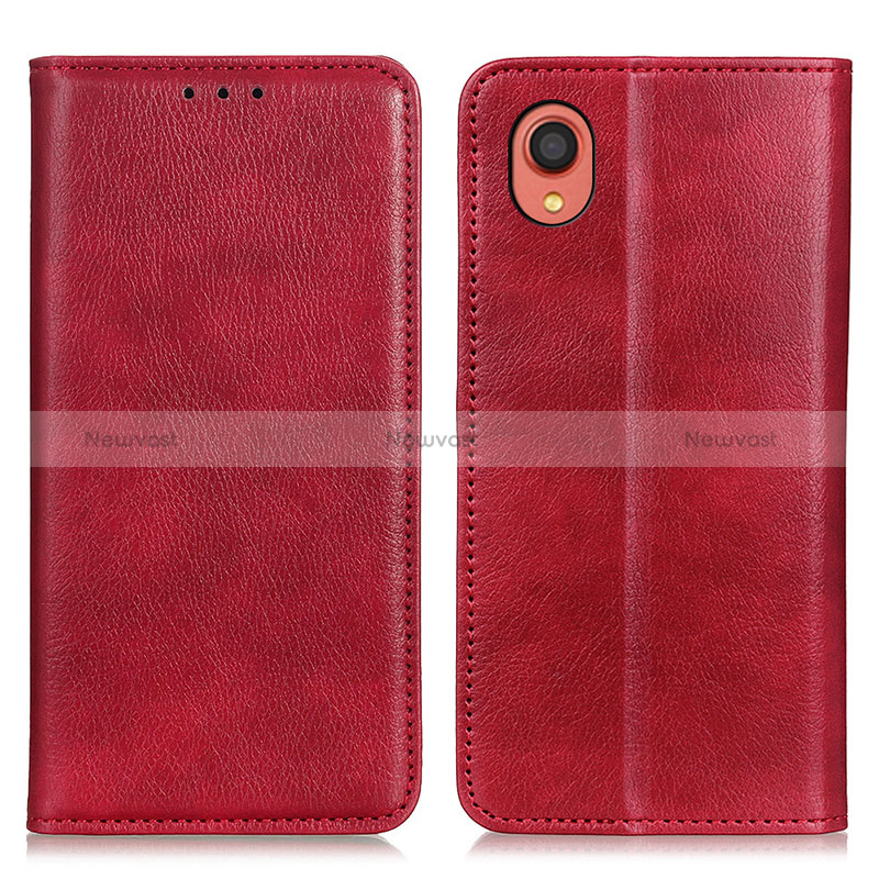 Leather Case Stands Flip Cover Holder N01P for Samsung Galaxy A22 5G SC-56B Red