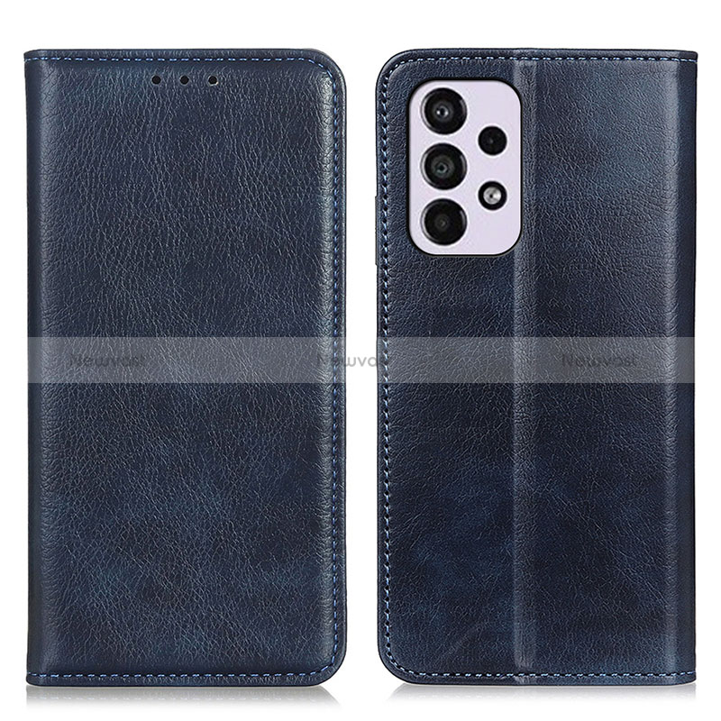 Leather Case Stands Flip Cover Holder N01P for Samsung Galaxy A33 5G Blue