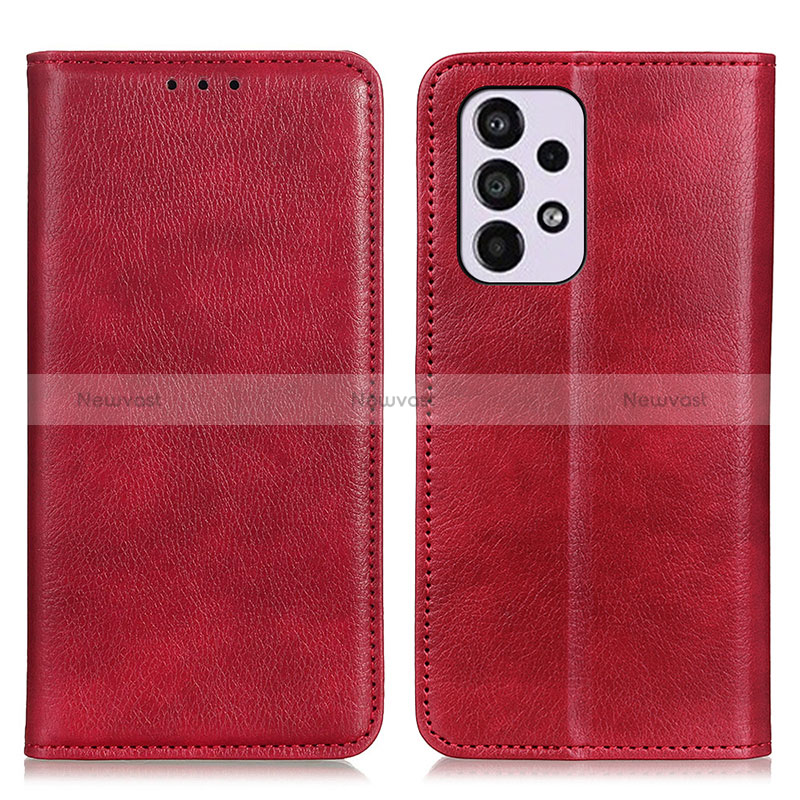 Leather Case Stands Flip Cover Holder N01P for Samsung Galaxy A33 5G Red