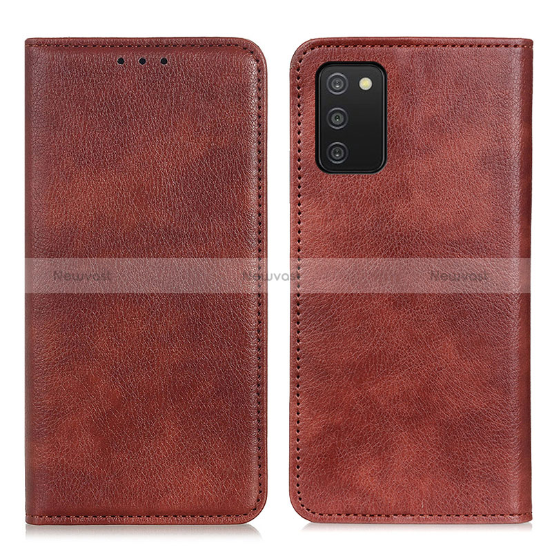 Leather Case Stands Flip Cover Holder N01P for Samsung Galaxy M02s Brown