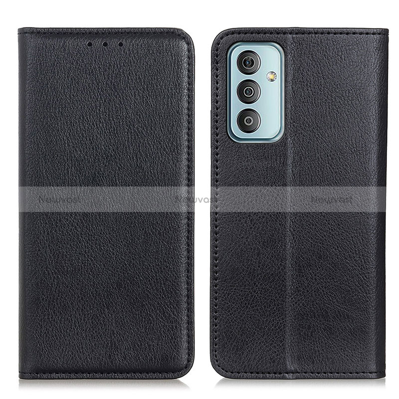 Leather Case Stands Flip Cover Holder N01P for Samsung Galaxy M23 5G Black