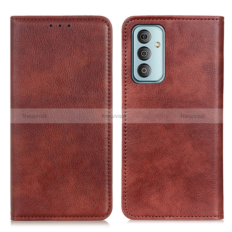 Leather Case Stands Flip Cover Holder N01P for Samsung Galaxy M23 5G Brown