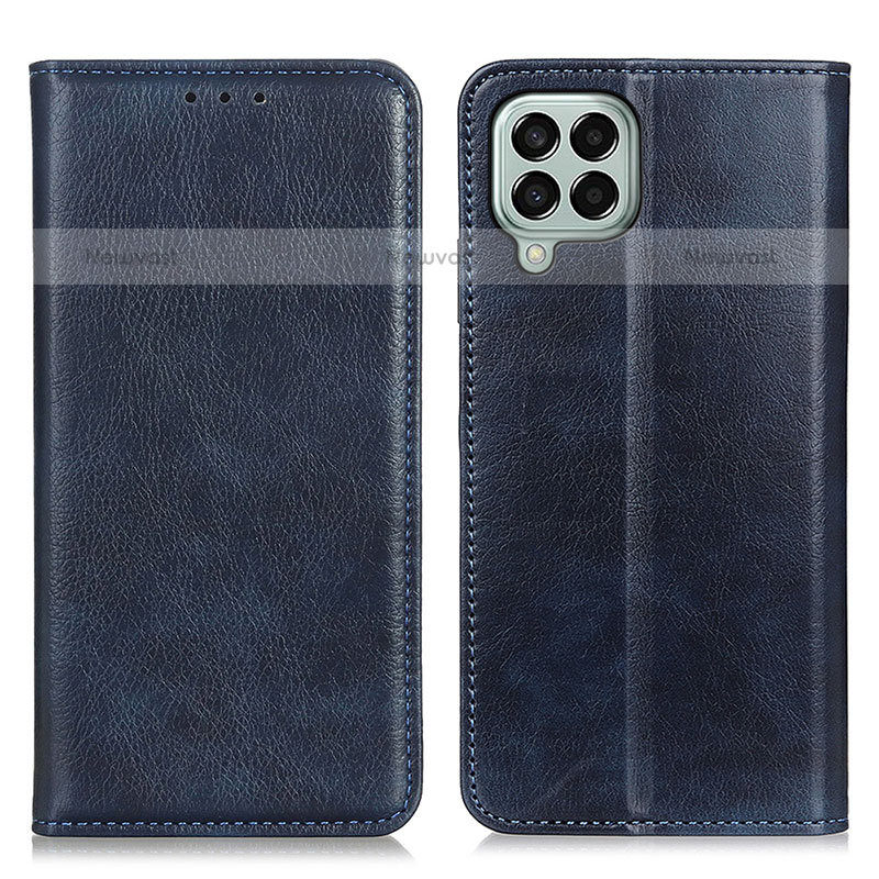 Leather Case Stands Flip Cover Holder N01P for Samsung Galaxy M33 5G Blue