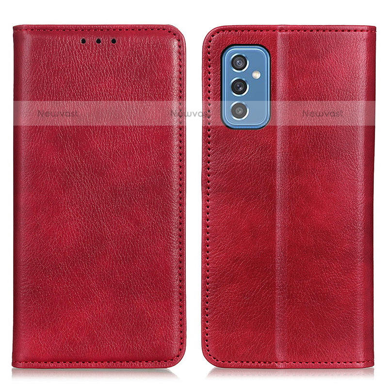 Leather Case Stands Flip Cover Holder N01P for Samsung Galaxy M52 5G Red