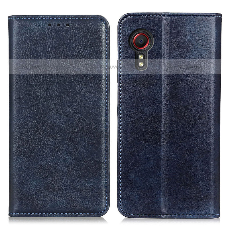 Leather Case Stands Flip Cover Holder N01P for Samsung Galaxy XCover 5 SM-G525F Blue