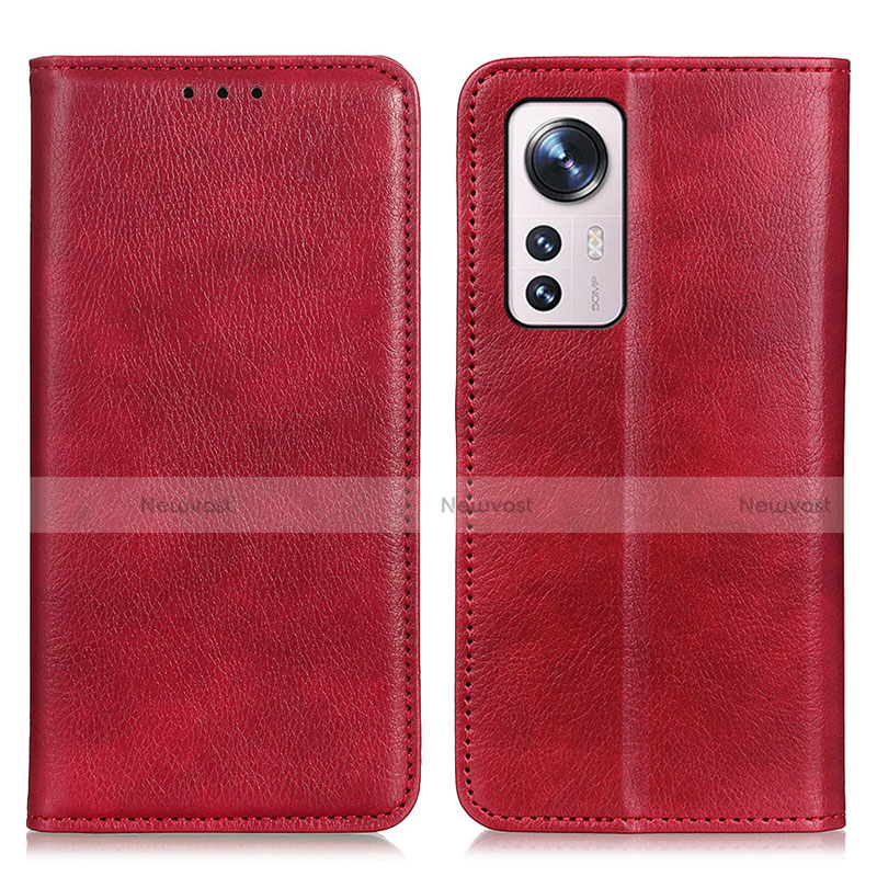 Leather Case Stands Flip Cover Holder N01P for Xiaomi Mi 12 5G Red