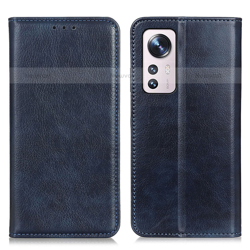 Leather Case Stands Flip Cover Holder N01P for Xiaomi Mi 12 Pro 5G Blue