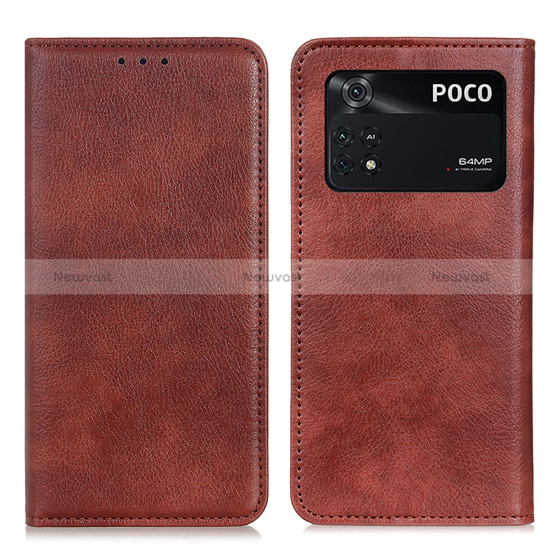 Leather Case Stands Flip Cover Holder N01P for Xiaomi Poco M4 Pro 4G