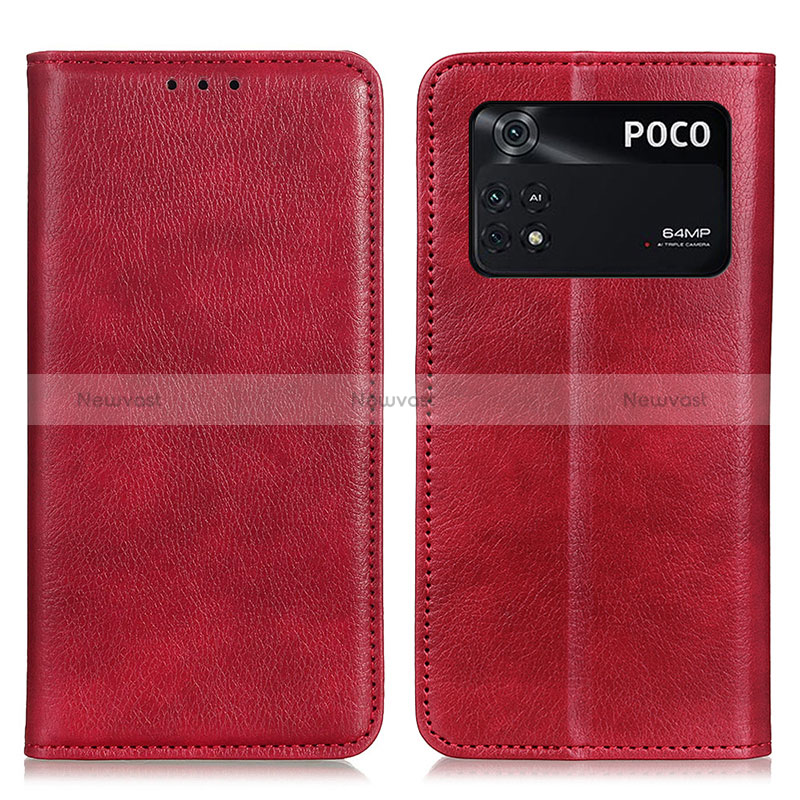 Leather Case Stands Flip Cover Holder N01P for Xiaomi Poco M4 Pro 4G