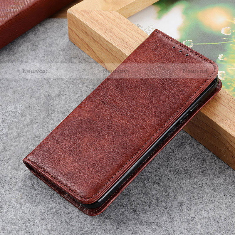 Leather Case Stands Flip Cover Holder N01P for Xiaomi Redmi K60 Ultra 5G Brown