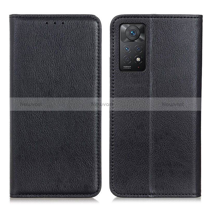 Leather Case Stands Flip Cover Holder N01P for Xiaomi Redmi Note 11 Pro 5G Black