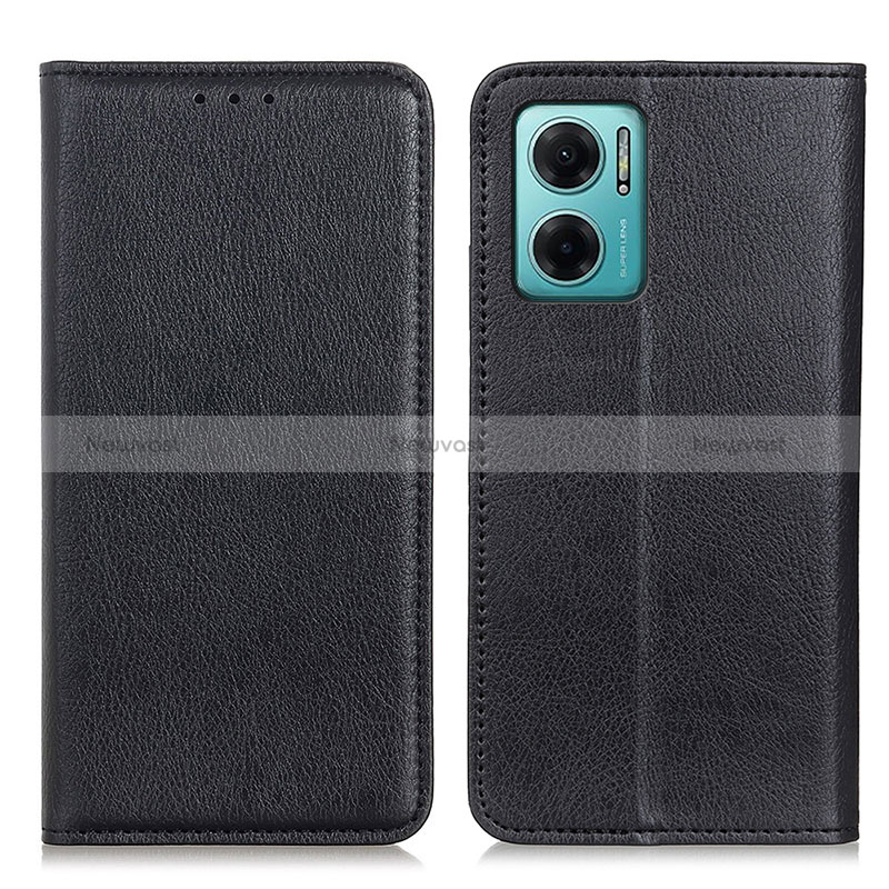 Leather Case Stands Flip Cover Holder N01P for Xiaomi Redmi Note 11E 5G Black