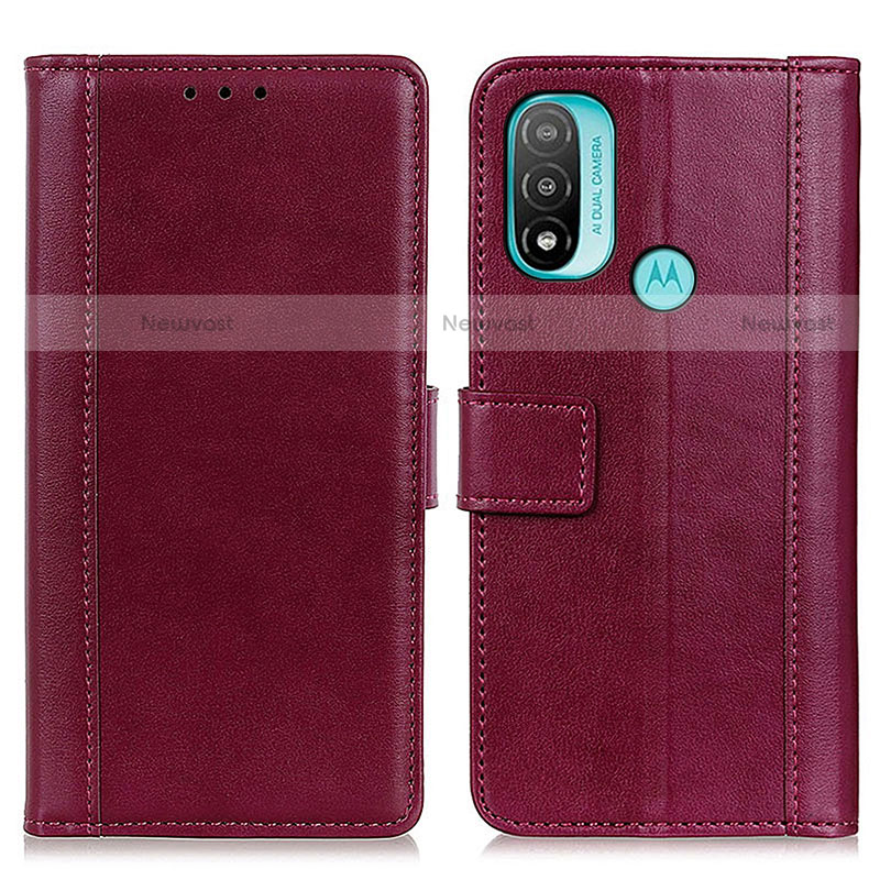 Leather Case Stands Flip Cover Holder N02P for Motorola Moto E20