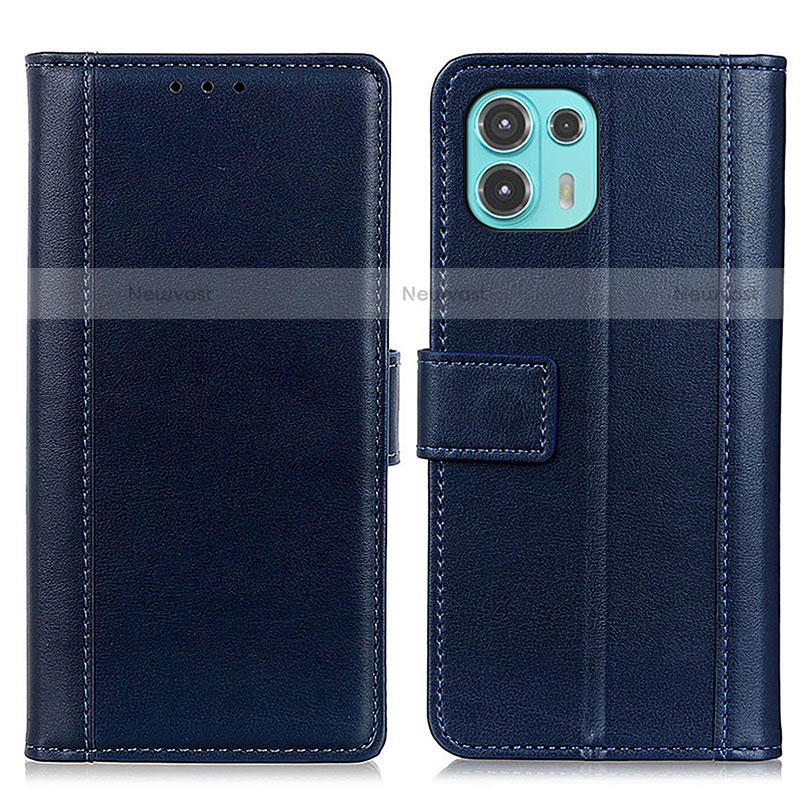 Leather Case Stands Flip Cover Holder N02P for Motorola Moto Edge 20 Lite 5G Blue