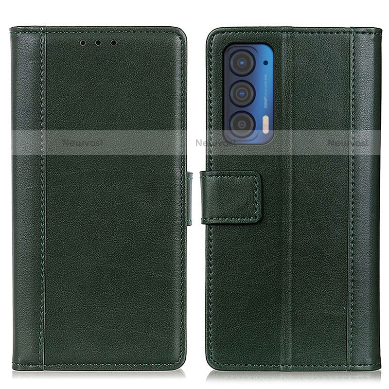 Leather Case Stands Flip Cover Holder N02P for Motorola Moto Edge (2021) 5G Green