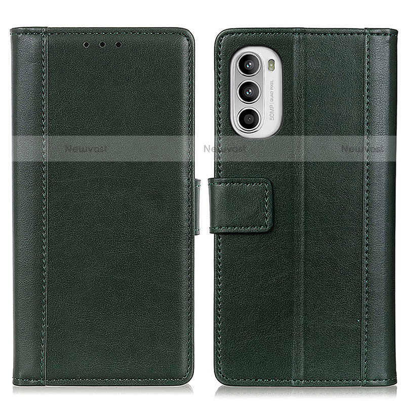 Leather Case Stands Flip Cover Holder N02P for Motorola Moto Edge (2022) 5G Green