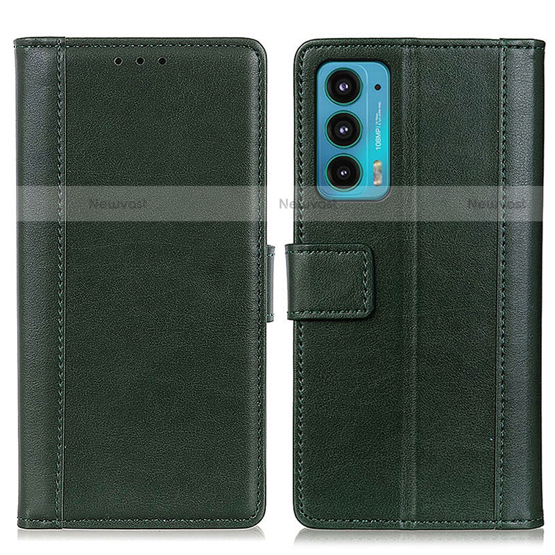 Leather Case Stands Flip Cover Holder N02P for Motorola Moto Edge Lite 5G Green