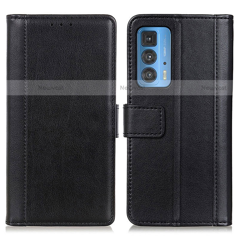 Leather Case Stands Flip Cover Holder N02P for Motorola Moto Edge S Pro 5G Black