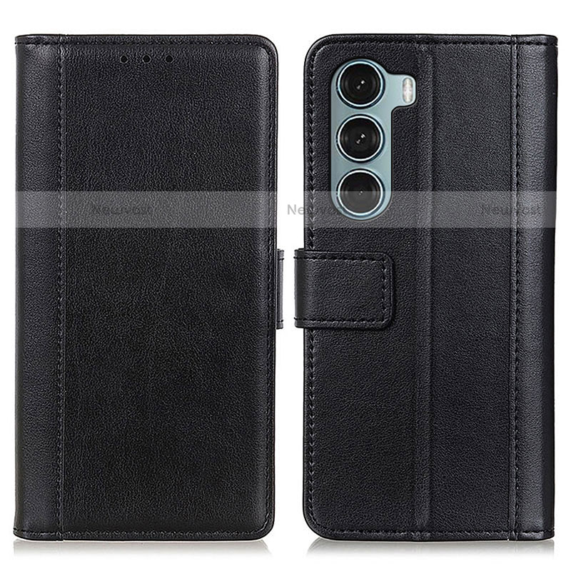 Leather Case Stands Flip Cover Holder N02P for Motorola Moto Edge S30 5G Black